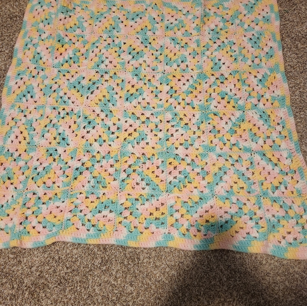 Beautiful handmade crocheted baby blanket.